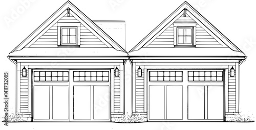 Two Craftsman style Garages designs, Craftsman style Garages vector image