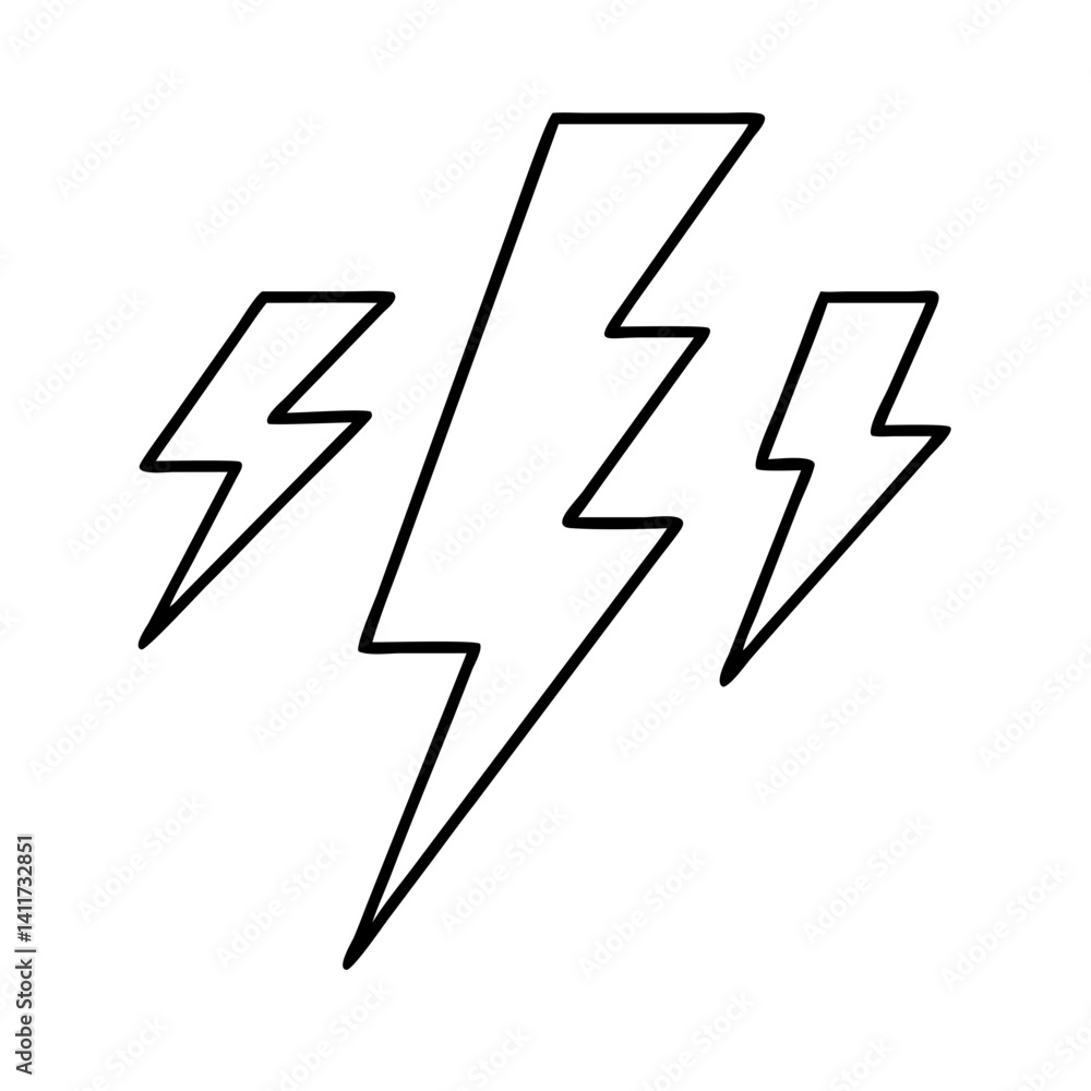 Three Bold Black Lightning Bolt Icons Flashing Energy Power Speed Three Bold Black Lightning Bolt Icons Flashing Energy Power Speed