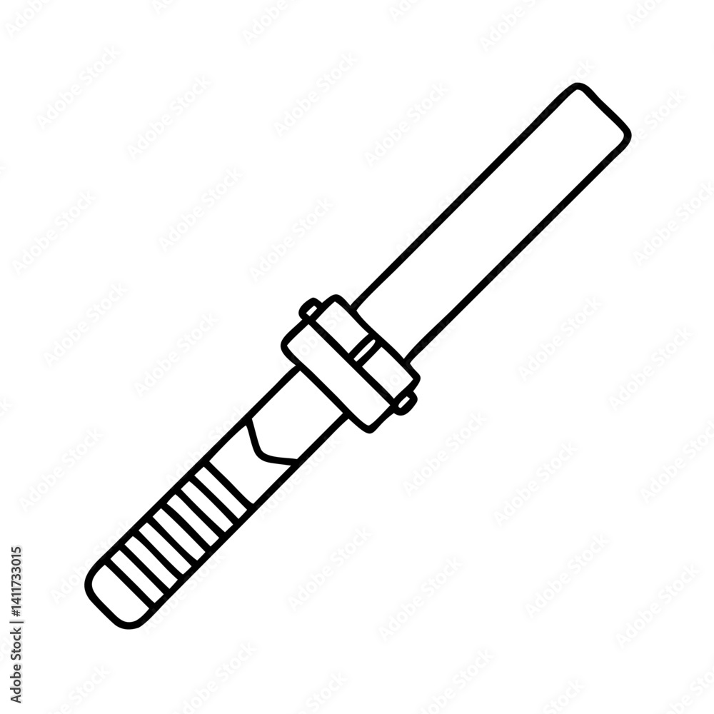 Line drawing of a stylized lightsaber or futuristic weapon Line drawing of a stylized lightsaber or futuristic weapon