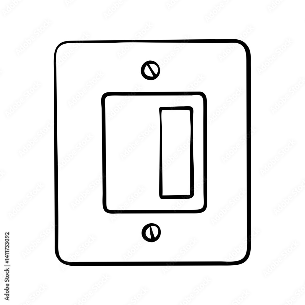 Simple Line Drawing of a Light Switch Electrical Home Device Simple Line Drawing of a Light Switch Electrical Home Device