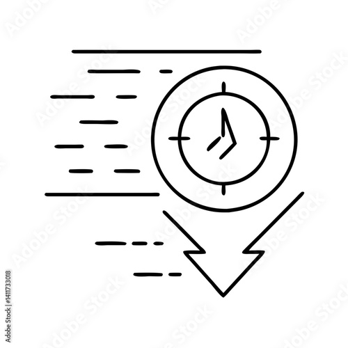Fast Time Management Urgent Deadline Clock Icon Business Speed Efficiency