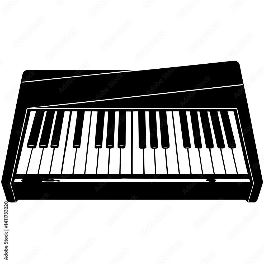 Fototapeta premium Vector silhouette of a keyboard piano with a modern design