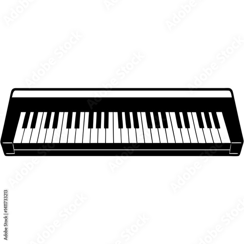 Vector silhouette of a keyboard piano with a modern design
