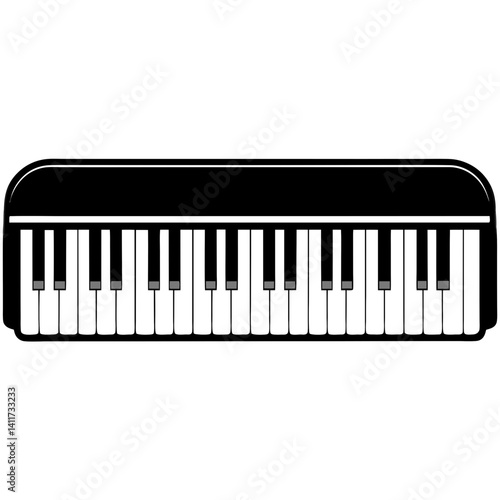 Vector silhouette of a keyboard piano with a modern design