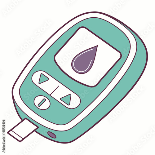 Blood Glucose Meter Illustration for Diabetes Monitoring and Health.