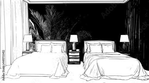 Two Modern style Hotels designs, Modern style Hotels vector image