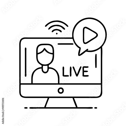 Live Online Video Streaming Broadcast Person Computer Screen Wifi Internet Communication