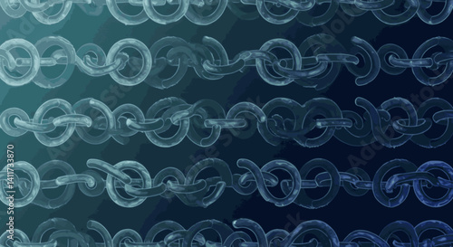 Abstract Teal And Dark Blue Chain Link Pattern Background