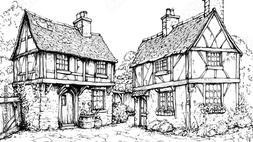 Two Tudor style Taverns designs, Tudor style Taverns vector image