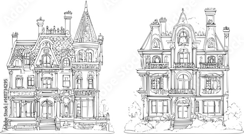 Two Victorian style Hospitals designs, Victorian style Hospitals vector image