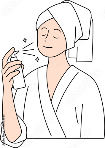 미스트를 뿌리는 여성