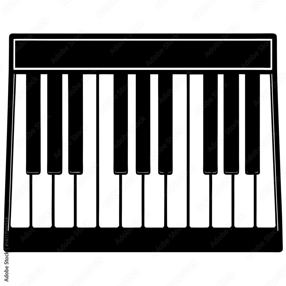Vector silhouette of a piano keyboard with only the keys visible Vector silhouette of a piano keyboard with only the keys visible