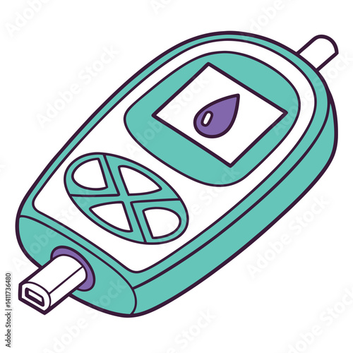 Blood Glucose Meter Illustration for Diabetes Monitoring and Health.