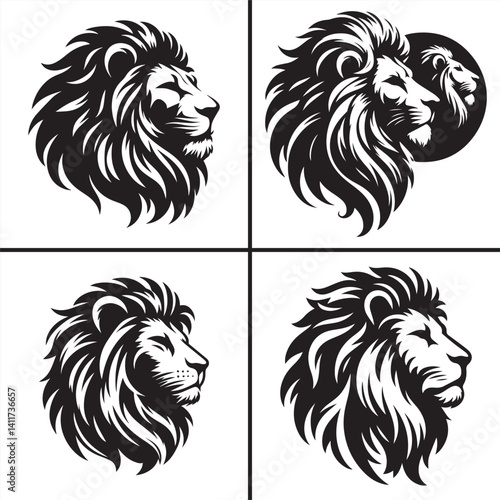   lion head shilhouette Vector white background 