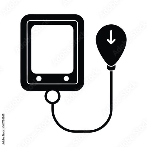 Blood Pressure Monitor Silhouette Vector, Medical Device Icon Design