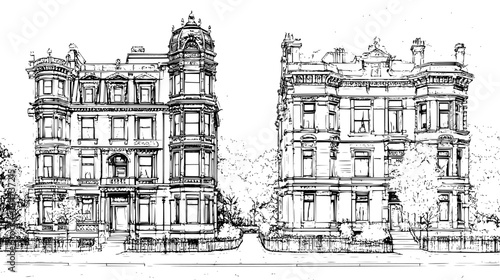 Two Victorian style Hotels designs, Victorian style Hotels vector illustration