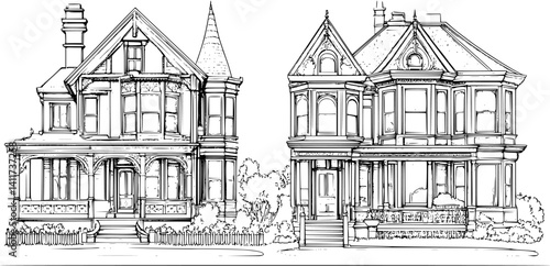 Two Victorian style Post offices designs, Victorian style Post offices vector illustration