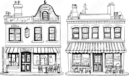 Two Victorian style Restaurants designs, Victorian style Restaurants vector illustration