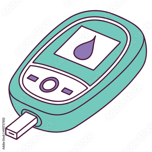 Blood Glucose Meter Illustration for Diabetes Monitoring and Health.
