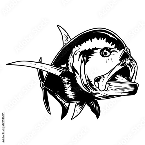 giant trevally fishing illustration logo vector image t shirt

