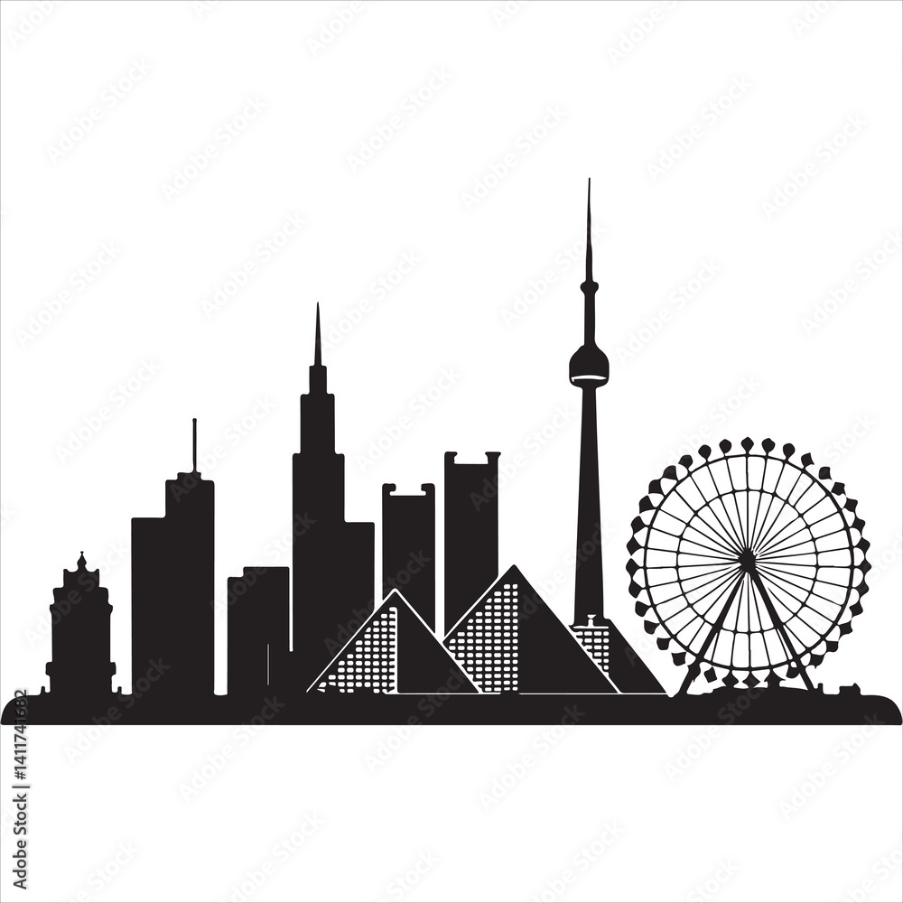Fototapeta premium City Skyline Silhouette Clip Art