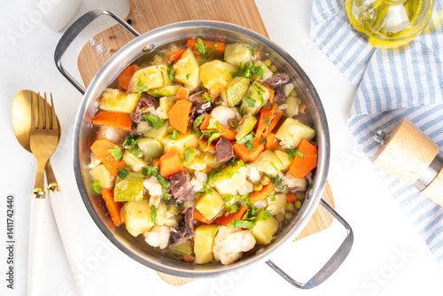 Quadro em tela Comfort warm autumn food, one pot full vegetable stew soup