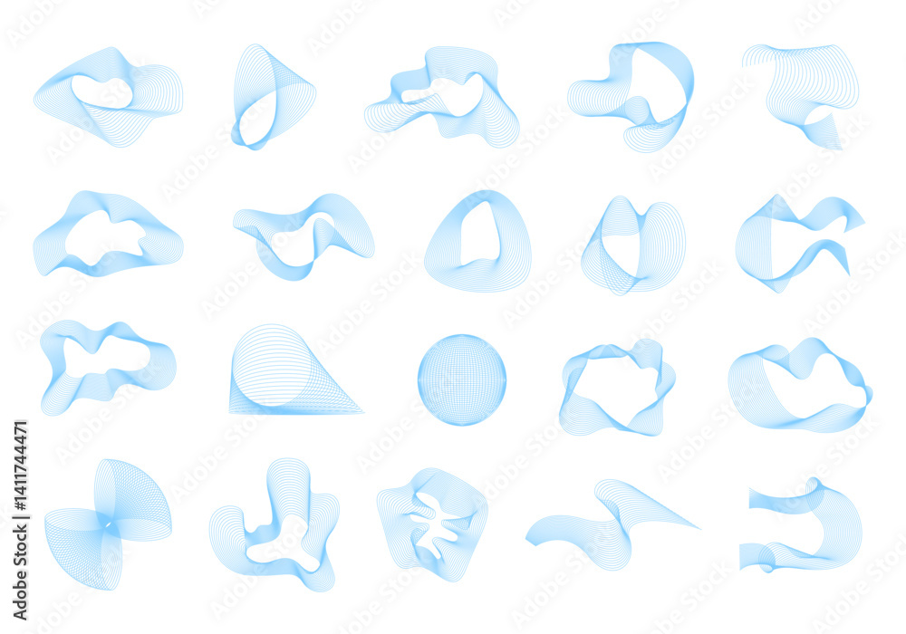 Fototapeta premium Abstract Curved Wave Element Set