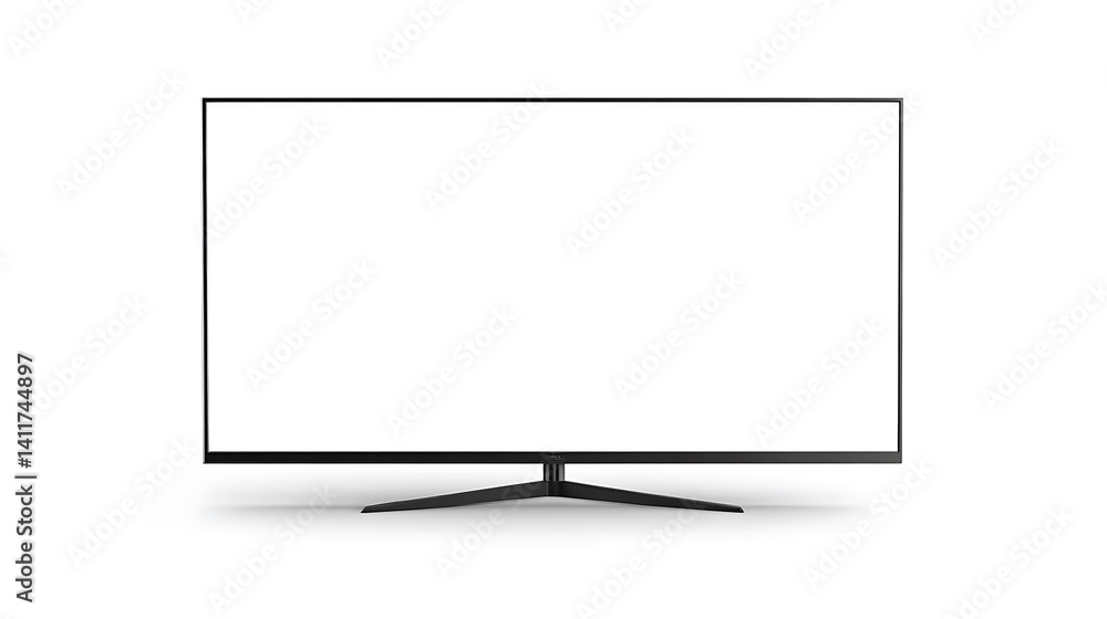 Blank LCD screen or modern TV isolated on white background, perfect for mockup, advertising, or presentation display use Blank LCD screen or modern TV isolated on white background, perfect for mockup, advertising, or presentation display use