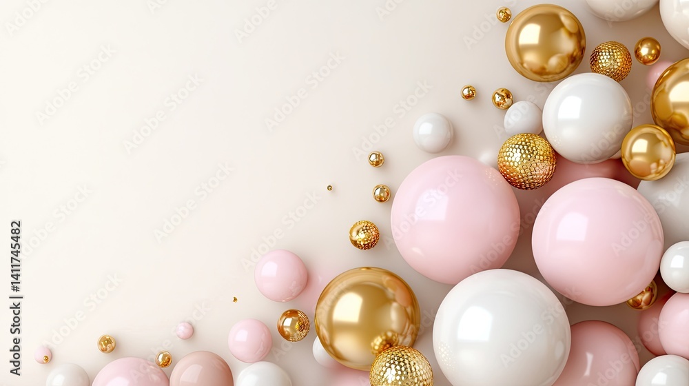 Elegant Arrangement of Colorful Decorative Balls on Soft Background