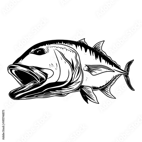 giant trevally fishing illustration logo vector image t shirt
