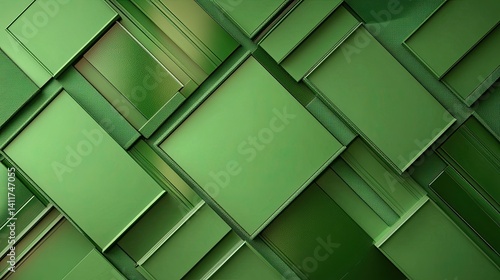 Obraz na płótnie Green Geometric Abstract Background with Layered Textures and Shapes w salonie