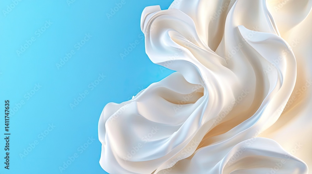 Soft White Fabric Texture on Light Blue Background for Design Use