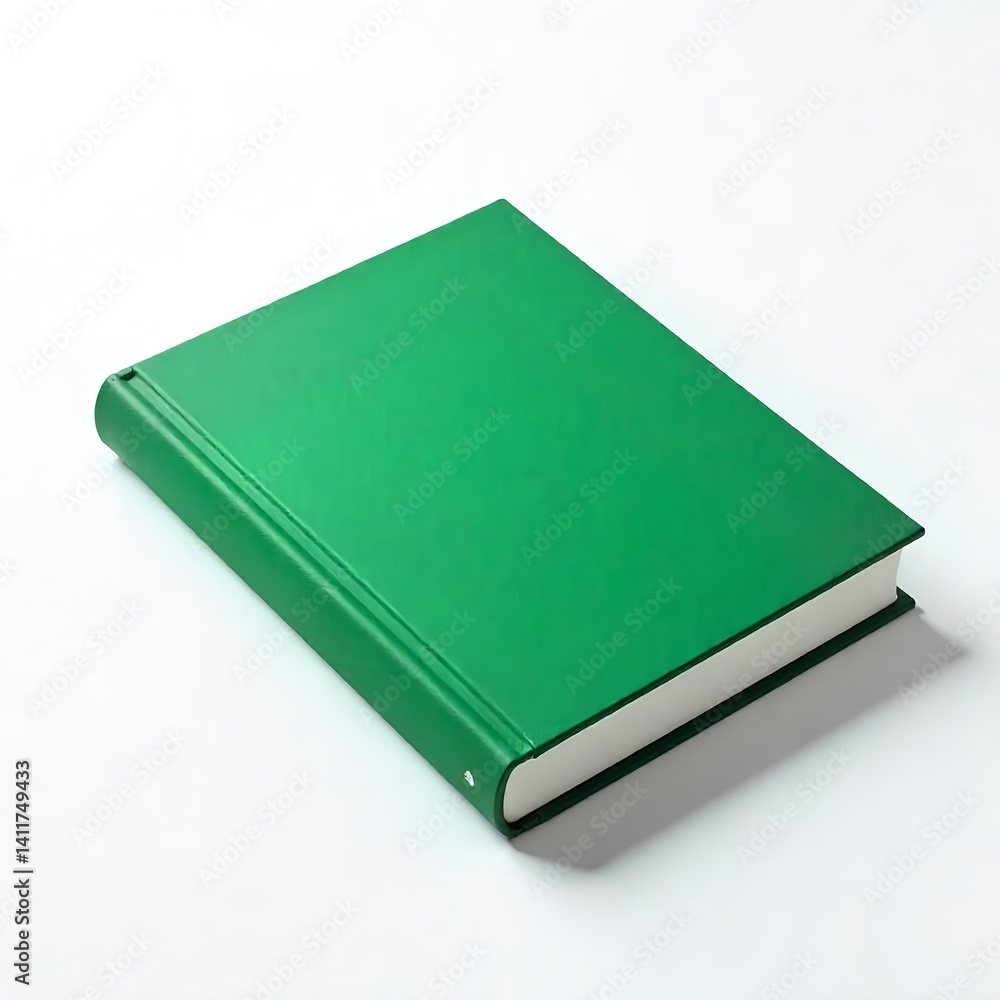 Fototapeta premium a green blank cover book in front of a white background