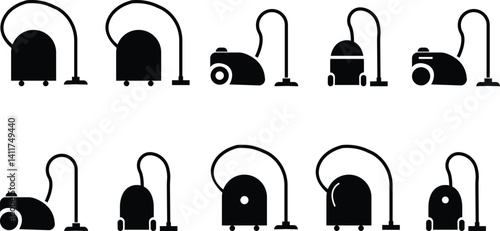 clear house vacuum icon set, appliances furniture home interior cleaner, equipment, realistic cleaning hoover, isolated on transparent background, used for mobile apps, web designs or ui elements,