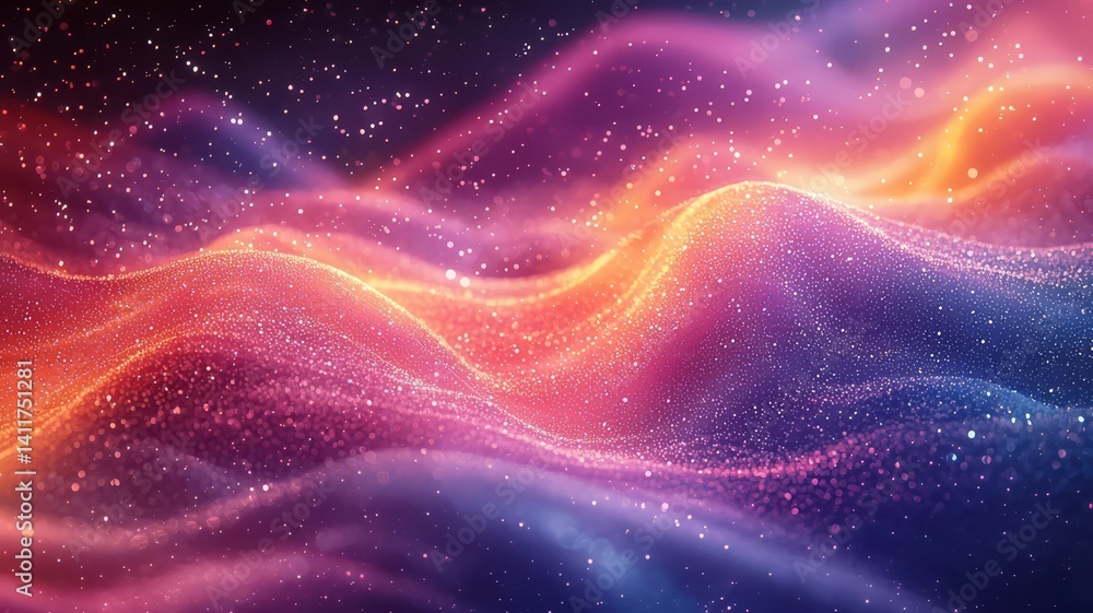 Vibrant abstract waves of purple and orange light, creating a mesmerizing cosmic landscape filled with sparkling stars, perfect for digital backgrounds and creative projects. Vibrant abstract waves of purple and orange light, creating a mesmerizing cosmic landscape filled with sparkling stars, perfect for digital backgrounds and creative projects.