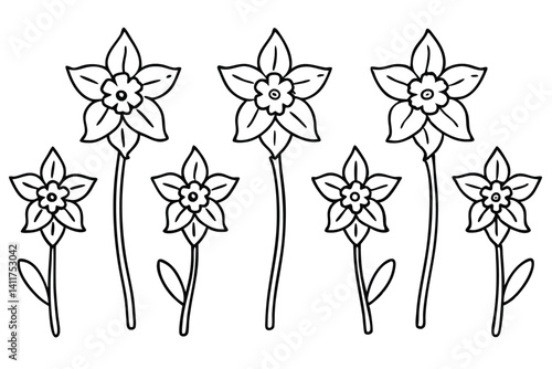 Delphinium Dream Line Art Drawn in Gentle Motion