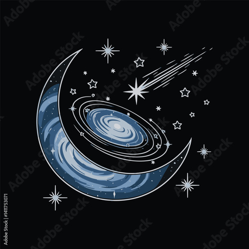 Galaxy moon vector illustration design