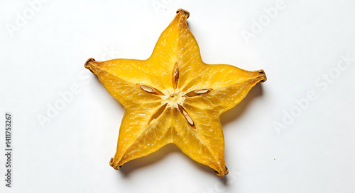 Curled Amber Dried Starfruit Slice on White