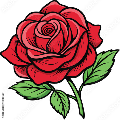 Hand-drawn red rose vector illustration