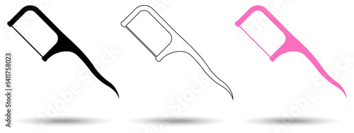 Dental floss icon. Dental floss icon on a white background, isolated. The icon has three uses in applications and websites. Vector illustration. Dental floss icon on a white background.