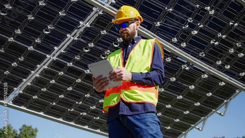 The Worker with Solar Panels