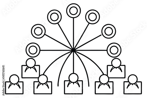 Distributor line art sketch style black white