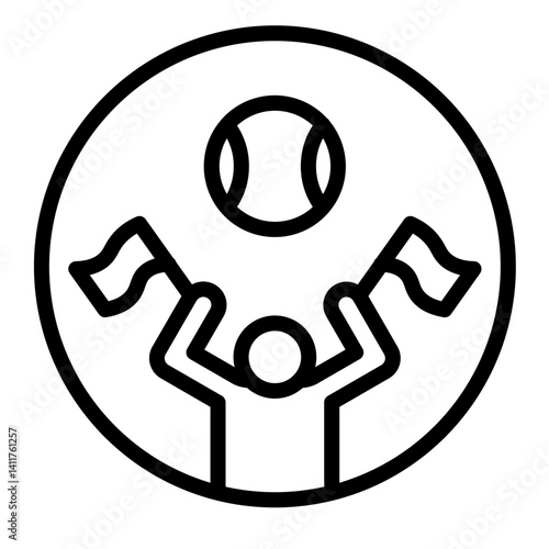 Tennis Spectators Vector Line Icon Design