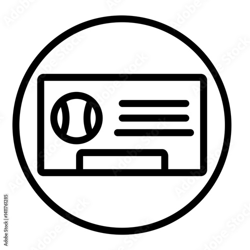 Tennis Club Membership Card Vector Line Icon Design