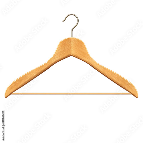 Obraz na płótnie Realistic wooden clothes hanger with metal hook and smooth finish isolated on a clean transparent background w salonie