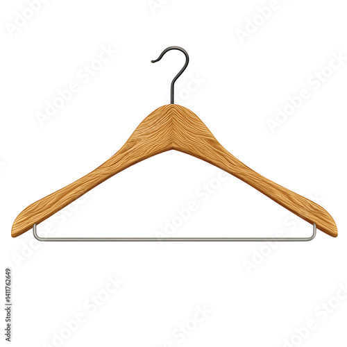 Obraz na płótnie Realistic wooden clothes hanger with metal hook and smooth finish isolated on a clean transparent background w salonie