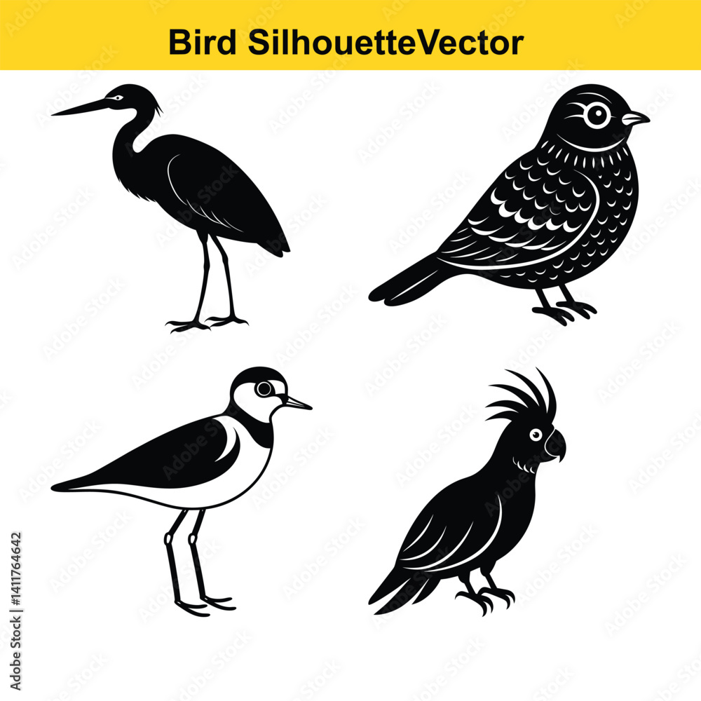 Fototapeta premium Cute vector illustration set of wild birds like robin and bullfinch on a branch, a lovely spring design.