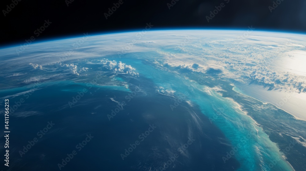 Fototapeta premium A view of the Gulf Stream from space, highlighting the warm and cold water movements,