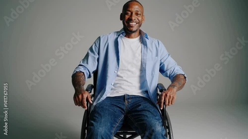 The Man in Wheelchair Smiling