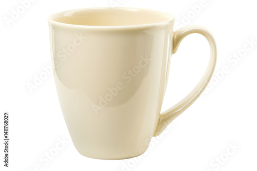 A simple white ceramic mug rests against a clean backdrop, inviting warmth and comfort on a chilly evening isolated on transparent background